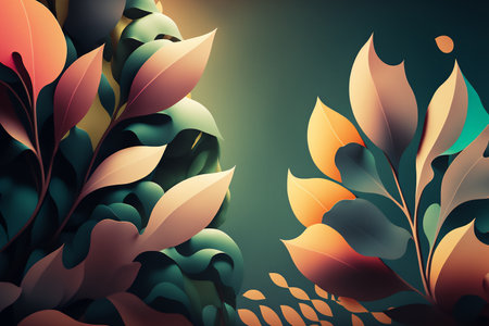 Abstract floral background, colorful leaves, art illustration. Genarated by AIの素材