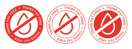Oil free or trans fat free food product dietary label. Packaging badge design, vector illustration.のイラスト素材