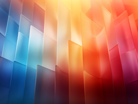 abstract background with blue, orange and red squares. 3d renderの素材