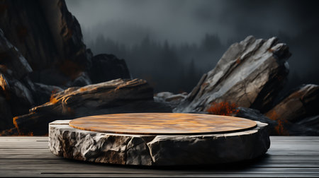 Rock platform podium for product presentation background. Generated by AIの素材