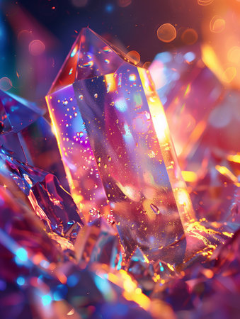 abstract background with ice crystals and bokeh lights. macroの素材