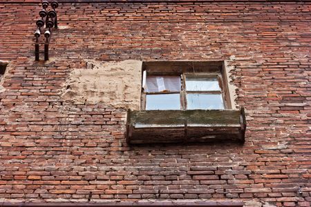 part of the wall of the old red brickの写真素材