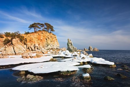 wonderful island in the winterの写真素材
