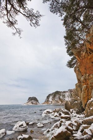 wonderful island in the winterの写真素材