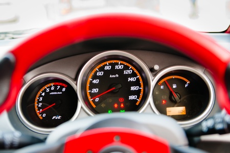 details of the interior red carの写真素材