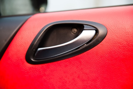 details of the interior red carの写真素材