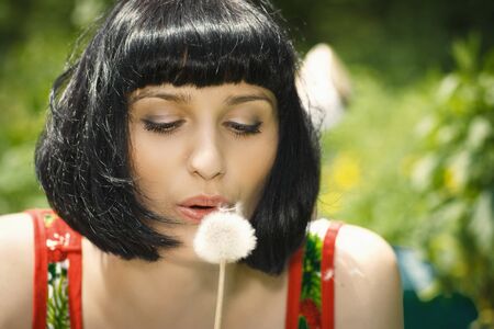 eco portrait of pretty girls relax on the lawn