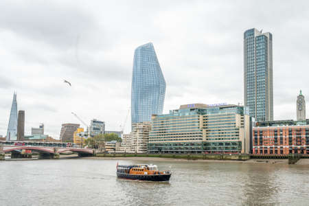 London, UK - October, 2019: view of the Thames from Victoria Embankment