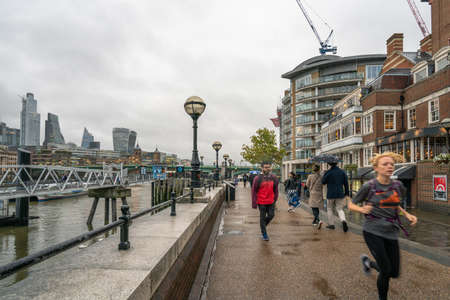 London, UK - October 2019: on the banks of the Thames on an autumn dayのeditorial素材