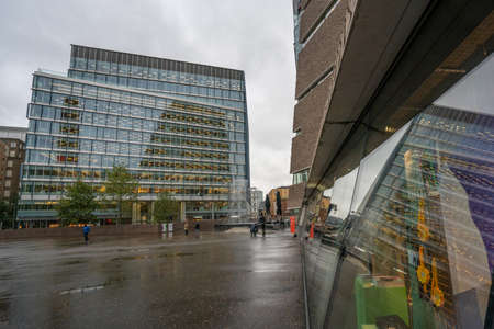 London, UK - October 2019: Blue Fin Building and Tate Modern Blavatnik Buildingのeditorial素材