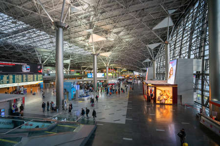 Moscow, Russia - October 2019: Vnukovo airport inside, passenger terminal interiorのeditorial素材