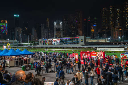 Hong Kong, China - 2020: grandstand and field Happy Valley Racehouseのeditorial素材