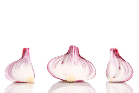 Composition of fresh organic red onion from local farmer's market on white background. Healthcare concept.の写真素材