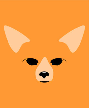 corgi dog face logo design. Cartoon dog icon on orange background. Stylized cute animal face, silhouette of dog's head. Welsh corgi. Vector illustration, flat design for symbol, logo or emblemのイラスト素材