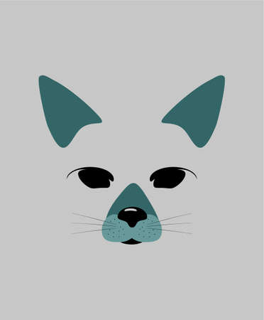 Cat face logo design. Cartoon cat icon on gray background. Stylized cute animal face, silhouette of cat's head. Vector illustration, flat design for symbol, logo or emblemのイラスト素材