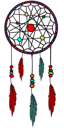 Dreamcatcher, hand drawn flat ethnic vector illustration. Cartoon design or design elementのイラスト素材
