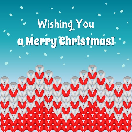 Merry Christmass postcard  Knit pattern and snowのイラスト素材
