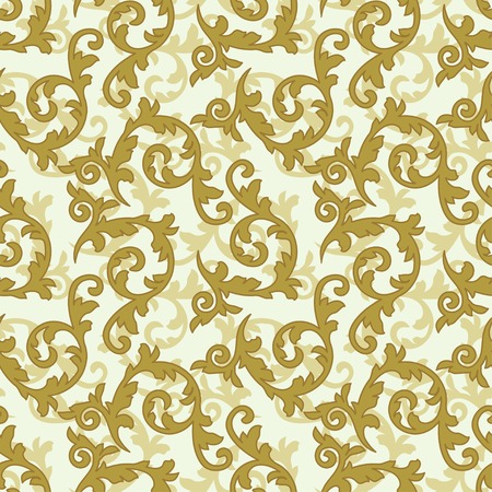 Golden antique baroque vintage seamless pattern on beige backgroundのイラスト素材