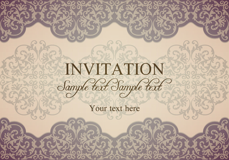 Antique baroque invitation, gold patina on beige backgroundのイラスト素材