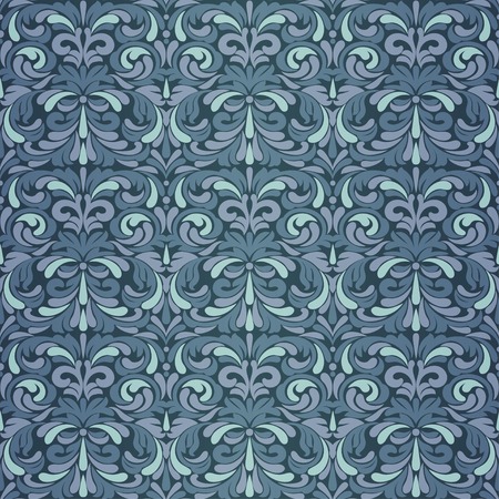 Dark blue antique baroque vintage seamless pattern or backgroundのイラスト素材
