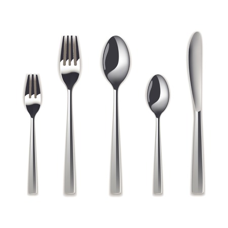 Cutlery set set with fork, knife and spoon, isolatedのイラスト素材