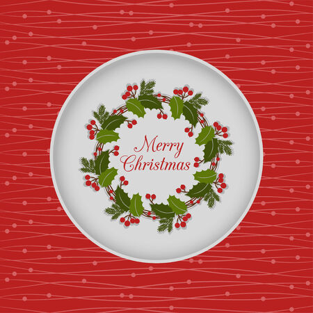 Christmas seamless pattern card background with holly wreath, redのイラスト素材