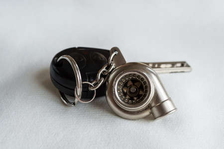 Car keys with a mini turbo key chain