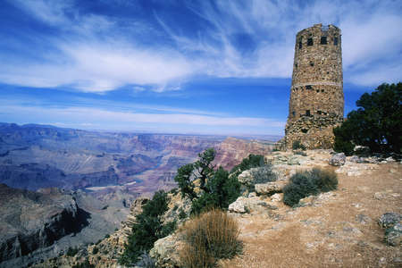 Grand Canyon National Park AZ Arizona South Rim Watchtower at Desert Viewの写真素材