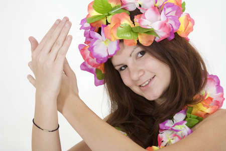 Model Release 362  Teenage girl dressed as Hula girlの写真素材