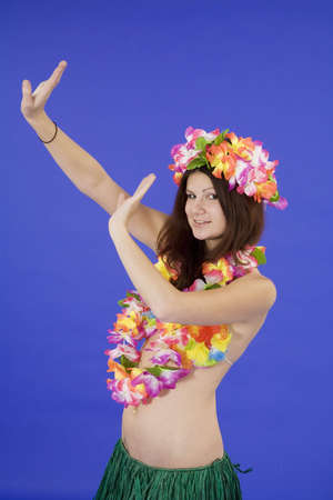 Model Release 362  Teenage girl dressed as Hula girlの写真素材