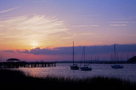 Inlet and boats alone the South Carolina coast just outside Charleston Inlet and boats alone the South Carolina coast just outside Charleston