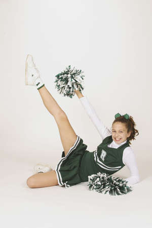Model Release #261  Preteen girl dressed as cheerleaderの写真素材