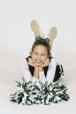 Model Release #261  Preteen girl dressed as cheerleaderの写真素材