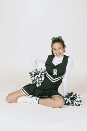 Model Release #261  Preteen girl dressed as cheerleaderの写真素材