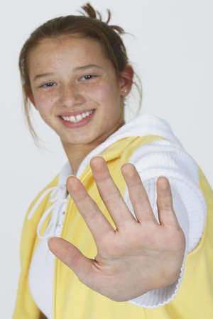 Preteen girl posing with alittle attitudeの写真素材