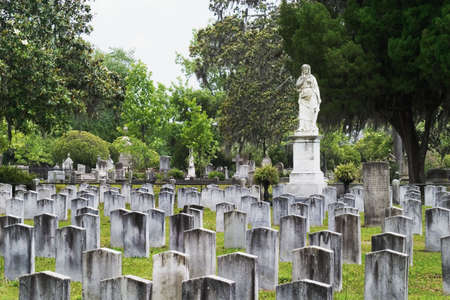 The Silence monument watches over 750 Confederate graves in Laurel Grove North Cemetery