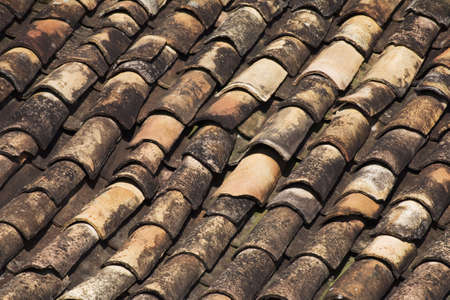Terra Cotta Shingles cover a roof in Brazilの写真素材