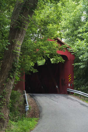 Stonelick / Perintown Covered Bridge  Built in 1878 with a span of 140 feet over the Stonelick Creek, Clermont County, Ohioの写真素材