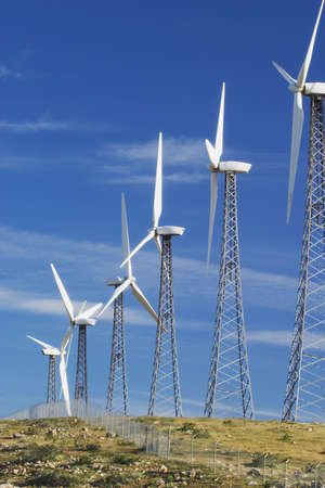 Windmill electricity farm near Palm Springs, CA; a source of alternative energy.の写真素材