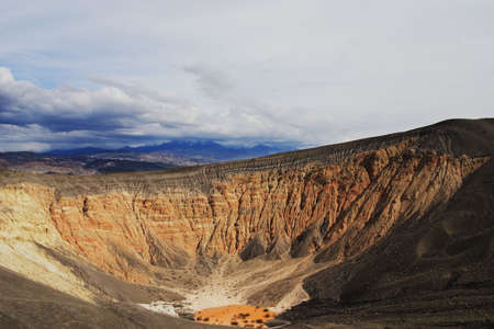 Over a dozen volcanoes dot the landscape of Ubehebe volcanic field. Ubehebe Crater is the largest and youngest volcanic feature.  Death Valley National PArk, Californiaの写真素材