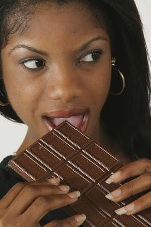 Model Release #278  African American Woman in early 20's eating junk foodの写真素材