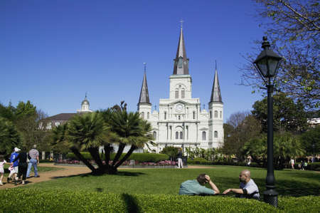 St. Louis Cathedral in Jackson Square New Orleans, Louisiana, United Statesの写真素材