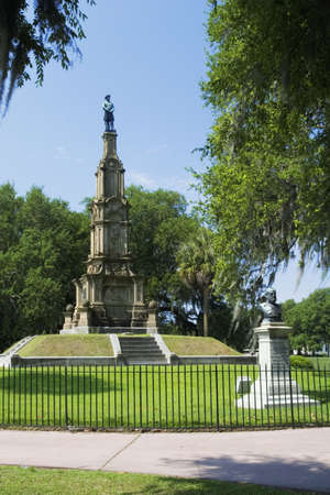 Forsyth Park's Confederate Monument in Savannah, Georgia.  Construced in 1874 and 1875の写真素材