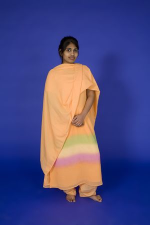 Beautiful Hindu teenager dressed in a traditional Indian dressの写真素材