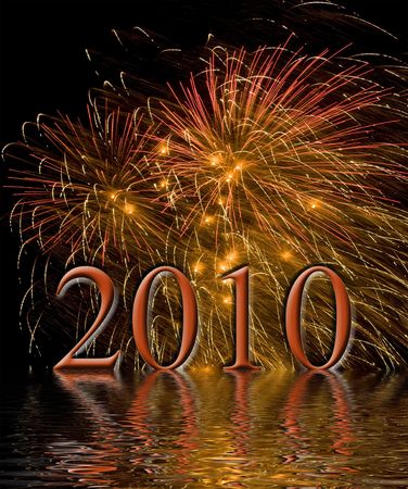 Beautiful fireworks fill the night time sky in 2010