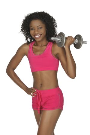 African American woman lifting weightsの写真素材