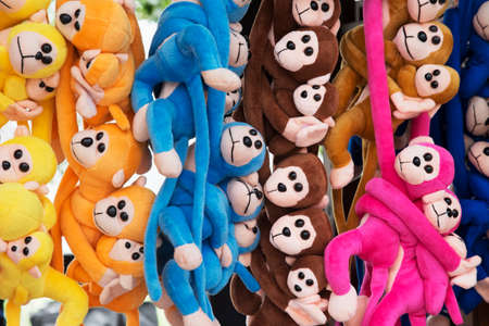 Chengdu China, April 03, 2017 Souvenirs of stuffed monkeys for sale along the famous Kuanzhai Alleys in Chengdu, Sichuan province, Chinaのeditorial素材