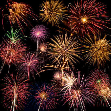 Beautiful fireworks fill the night time sky