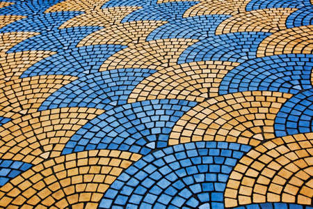 Beautiful artistic mosaic pattern on a sidewalk in Taipei Taiwanの写真素材