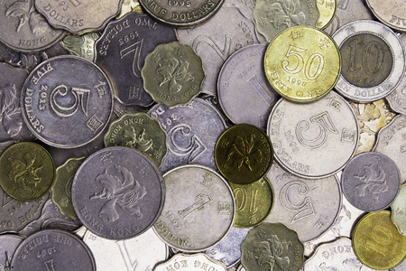 Close up of Hong Kong, China money in coins